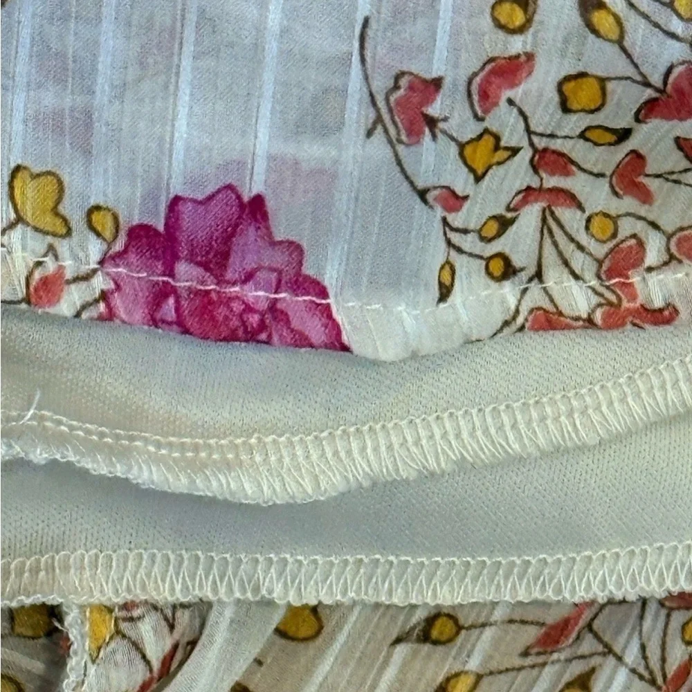 Blue Rain Floral Chiffon Tiered Ruffle Skort Cream Pink Floral Size M